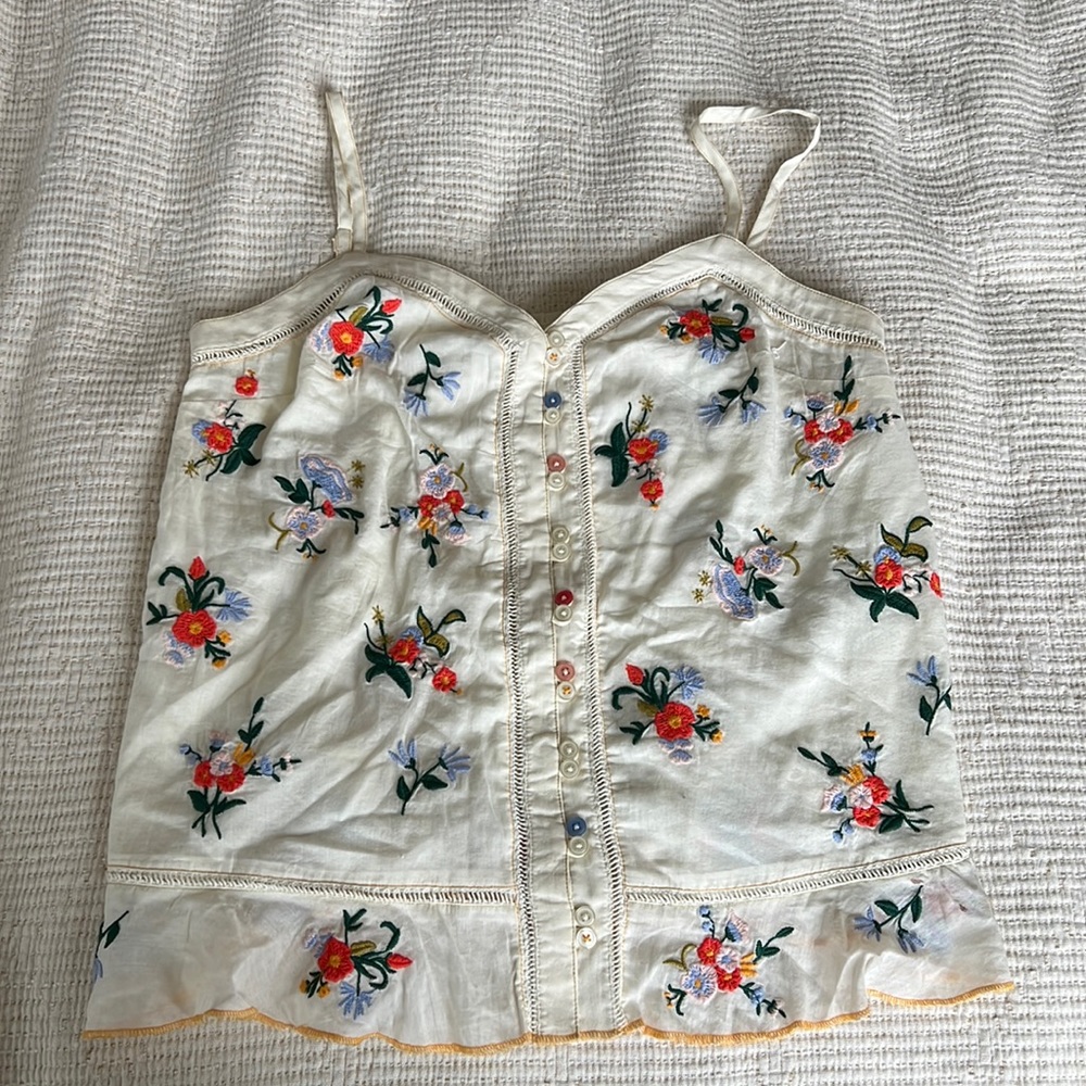 Anthropologie Embroidery Tank Top - NWT
